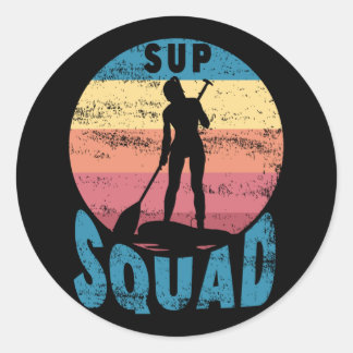 SUP Squad Stand Up Paddling Paddle Board Vintage Classic Round Sticker