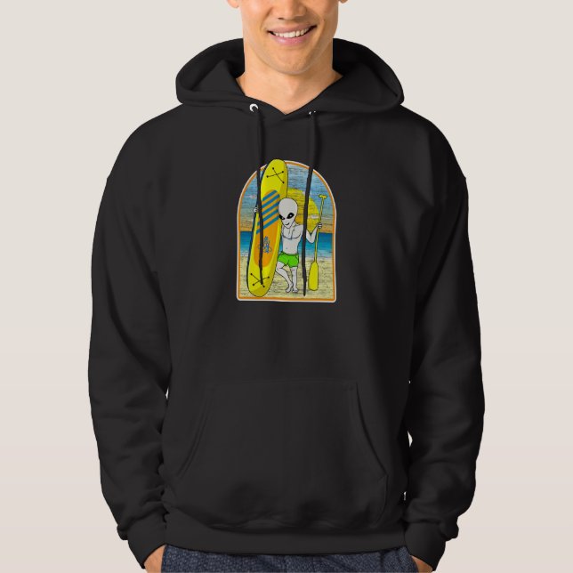 Sup Stand Up Paddle Board  Alien Paddleboarding Hoodie (Front)
