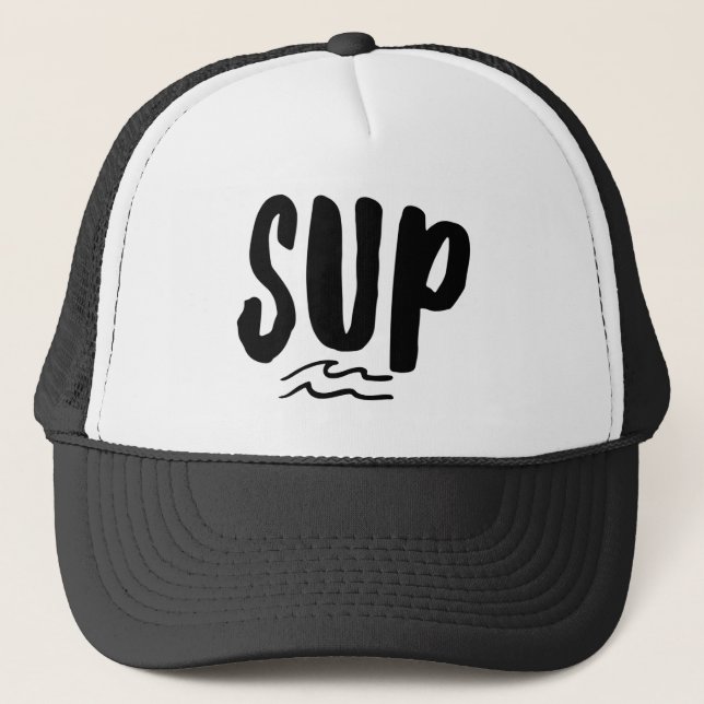 SUP Stand Up Paddle Board Wave Black  Trucker Hat (Front)