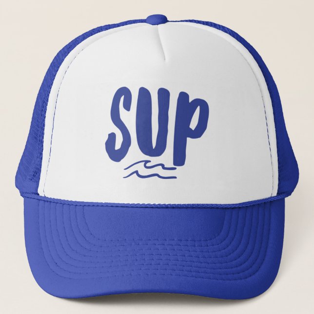 SUP Stand Up Paddle Board Wave Blue Trucker Hat (Front)