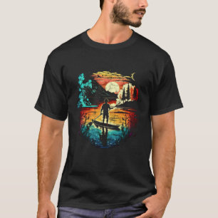 SUP stand up paddler sunset lake river trees vinta T-Shirt