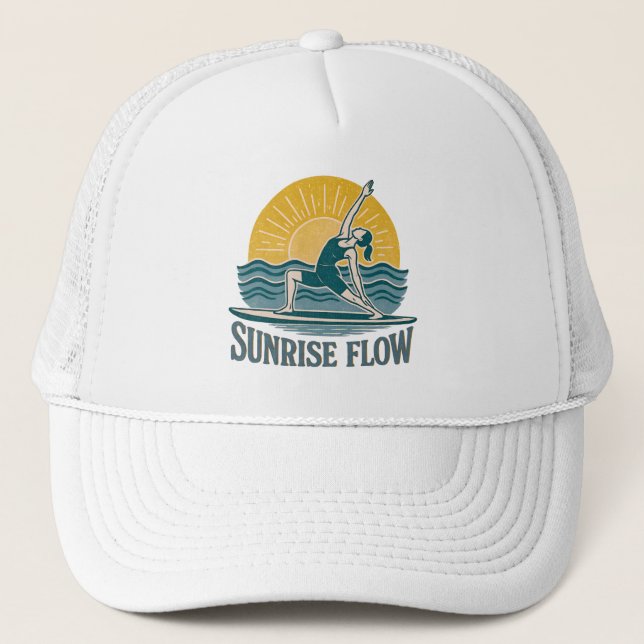 SUP Sunrise Flow Paddleboard Yoga | Graphic Print Trucker Hat (Front)