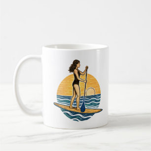 SUP Sunset Paddle Blue Beach Paddleboard Graphic Coffee Mug