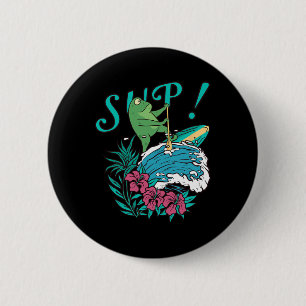 Sup Surfing Stand Up Paddle Paddling Frog Surfing 6 Cm Round Badge