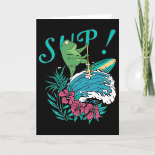 Sup Surfing Stand Up Paddle Paddling Frog Surfing Card