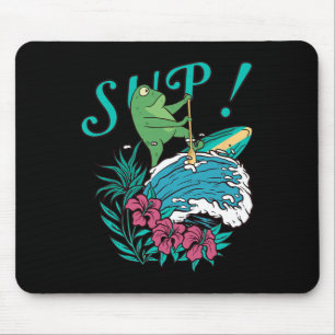 Sup Surfing Stand Up Paddle Paddling Frog Surfing Mouse Pad
