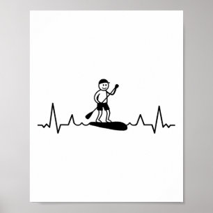 Sup Surfing Stand-up Paddle Surf Heartbeat Supboar Poster