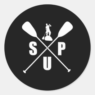 Sup T Shirt Stand Up Paddle Boarding Tee Surf Boar Classic Round Sticker