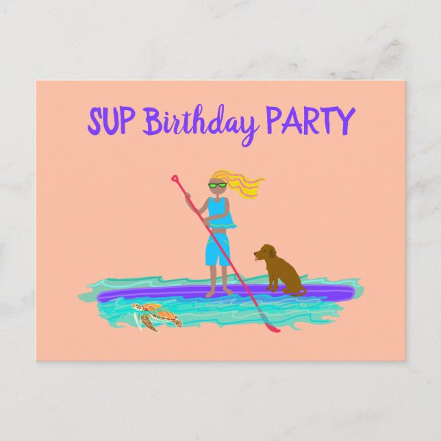 SUP Teen Girl Birthday Party Invitation Postcard (Front)