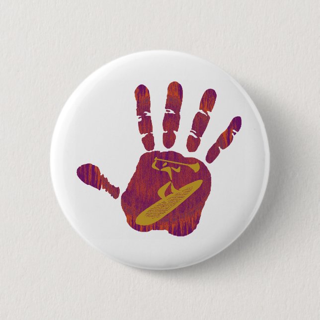 SUP THE HAND 6 CM ROUND BADGE (Front)