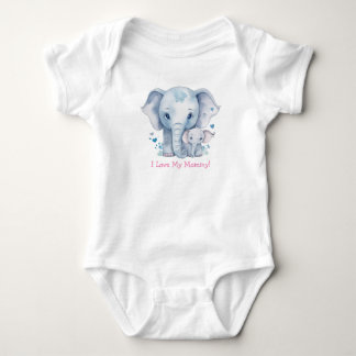 Super Adorable Mummy and Baby Elephants Bodysuit