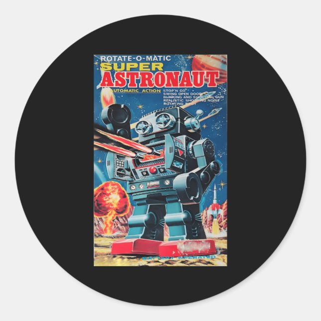 Super Astronaut Robot Old Japanese Toy Classic Round Sticker (Front)