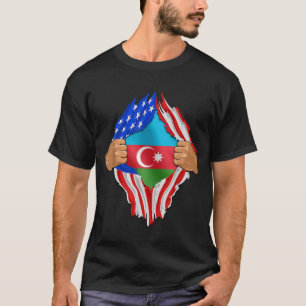 Super Azerbaijani Heritage Azerbaijan Roots USA Fl T-Shirt
