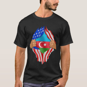 Super Azerbaijani Heritage Azerbaijan Roots USA Fl T-Shirt