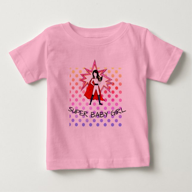 SUPER BABY GIRL tutu body suit with a girl superhe Baby T-Shirt (Front)