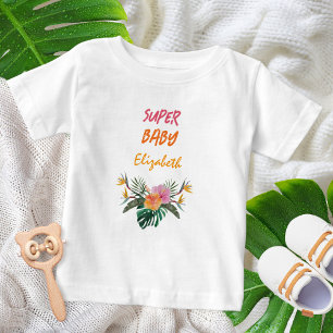 SUPER BABY Tropical Parrot Watercolor Baby Shower T-Shirt