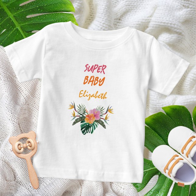 SUPER BABY Tropical Parrot Watercolor Baby Shower T-Shirt (SUPER BABY Tropical Parrot Watercolor Baby Shower Baby T-Shirt ©Susanne Sachers - Sunny Mind 🌞)