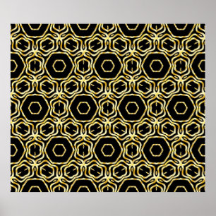 Super Beautiful seamless black and gold flower orn Poster