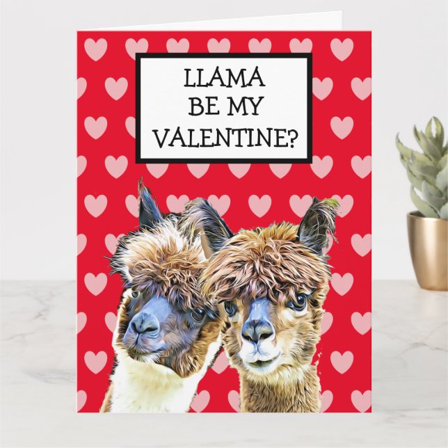 Super Big Llama Be my Valentine? I LLove you LLots Card (Small Plant)