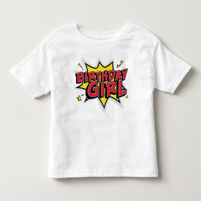 Super Birthday Hero - Girls Comic Birthday Shirt (Front)