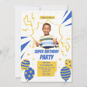 Super Birthday Party Photo Invitation
