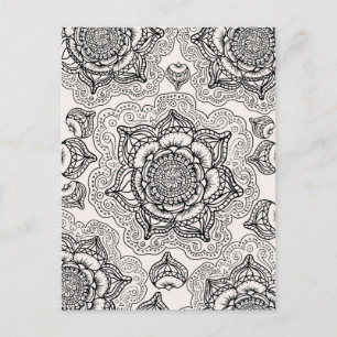 Super Black and White Mandala Pattern Postcard