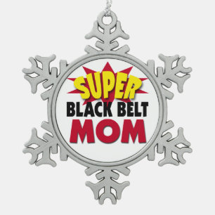 Super Black Belt Mum Snowflake Pewter Christmas Ornament