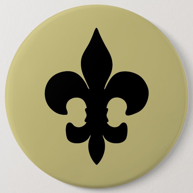 Super Black Fleur de lis 6 Cm Round Badge (Front)
