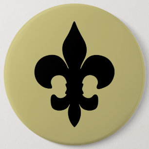 Super Black Fleur de lis 6 Cm Round Badge