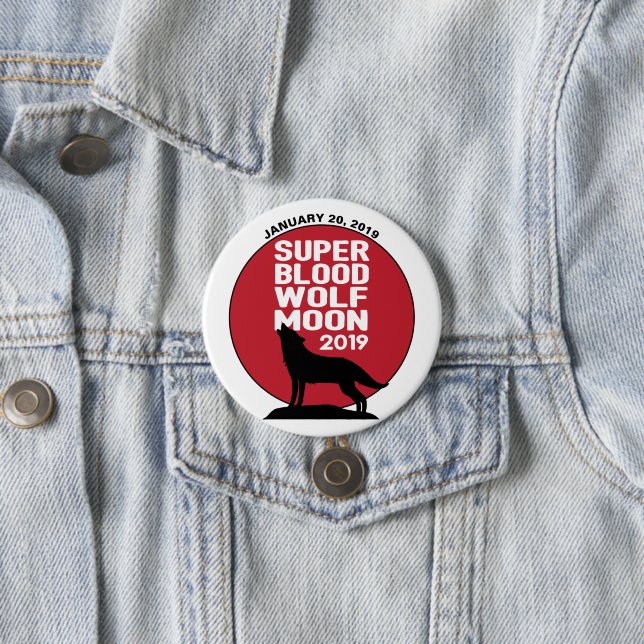 Super Blood Wolf Moon Lunar Eclipse 2019 7.5 Cm Round Badge (In Situ)