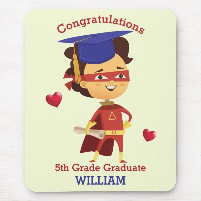 Super Boy Congrats 5th grade Mouse Pad (Front)
