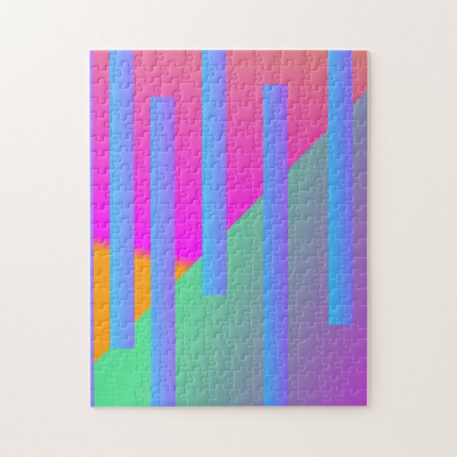 Super Bright Two Tone Geometrical Bars Jigsaw Puzzle (Vertical)