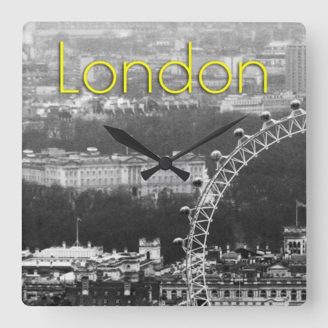 Super! Buckingham Palace London Square Wall Clock (Front)