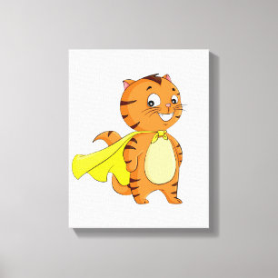 Super Cat Cartoon Canvas Print