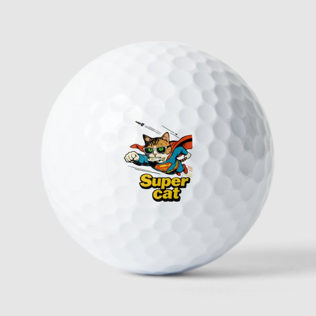 Super Cat Flying with Fish  Golf Balls (Front)