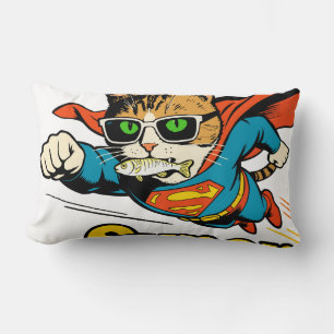 Super Cat Flying with Fish Lumbar Cushion