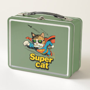 Super Cat Flying with Fish  Metal Lunch Box