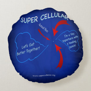 SUPER CELLULAR SUPERHERO PILLOW! THE GET WELL GUY! ROUND CUSHION