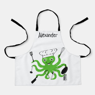 Super Chef Green Octopus Personalise Apron