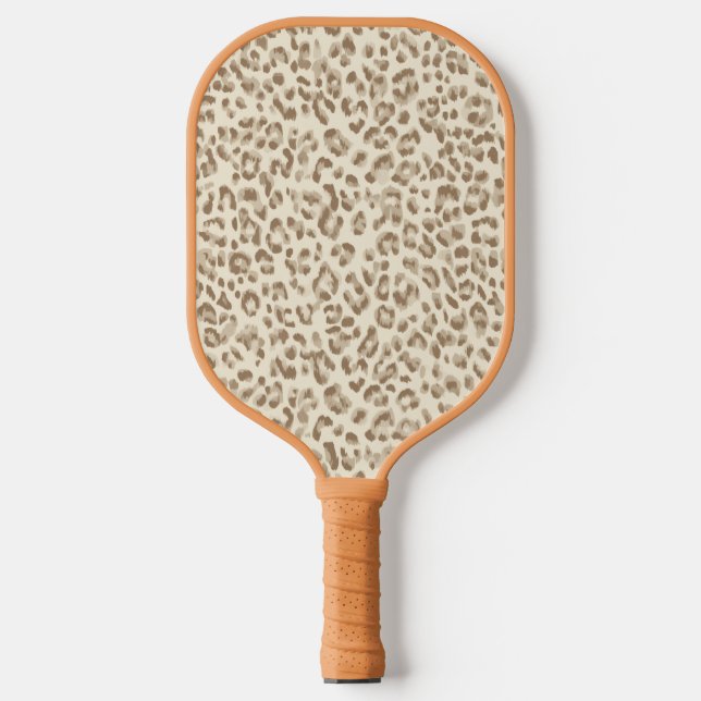 Super Chic Beige Cheetah Print Pickleball Paddle (Front)