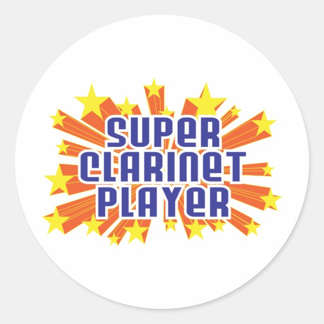 Super Clarinet Player Classic Round Sticker (Front)