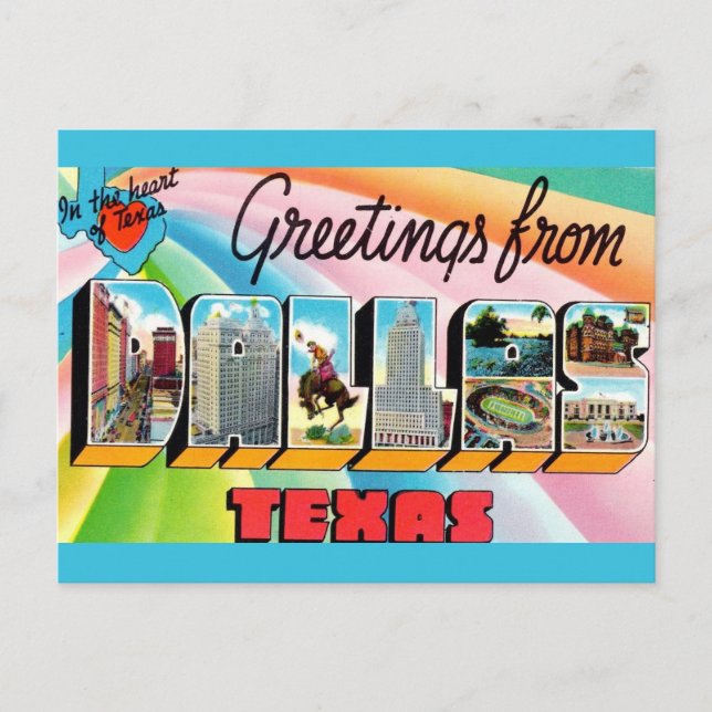 Super Colourful Dallas Texas Postcard (Front)