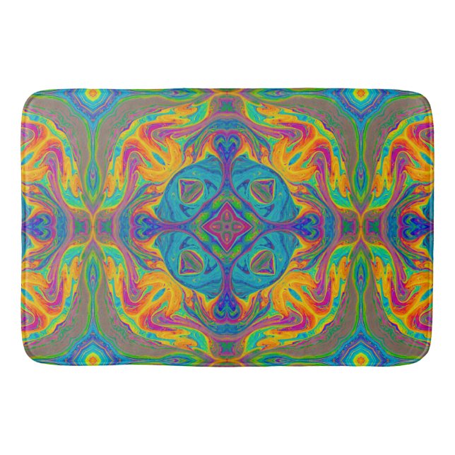 Super Colourful Fun Abstract Bath Mat (Front)