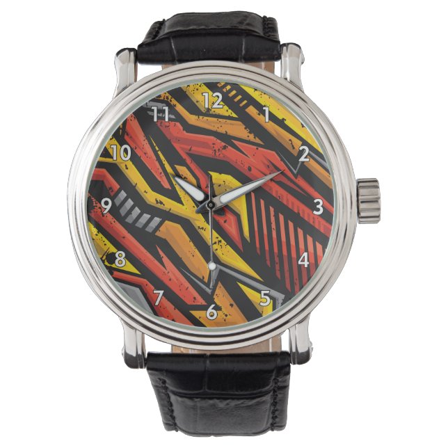 Super Colourful Grunge Pattern Watch (Front)