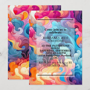 Super Colourful Wavy Print Birthday Party Invitation