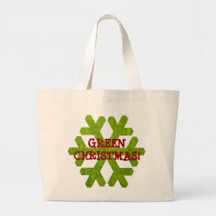 Super Cool Green Christmas Bag! Large Tote Bag