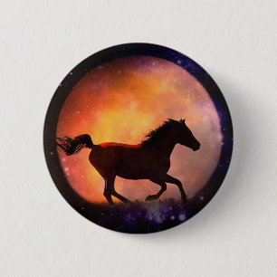 Super Cool Horse and Moon Fantasy Button