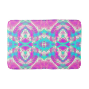SUPER COOL Pink and Blue Abstract Pattern Bath Mat