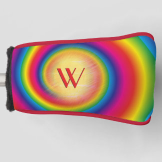 Super Cool Rainbow Swirl Red Initialled Golf Head Cover