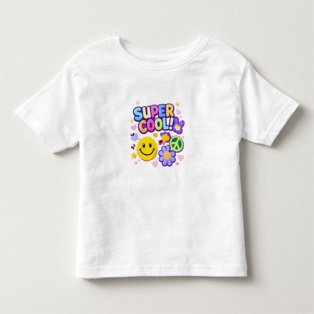 Super Cool Smiley Y2K Toddler T-Shirt (Front)